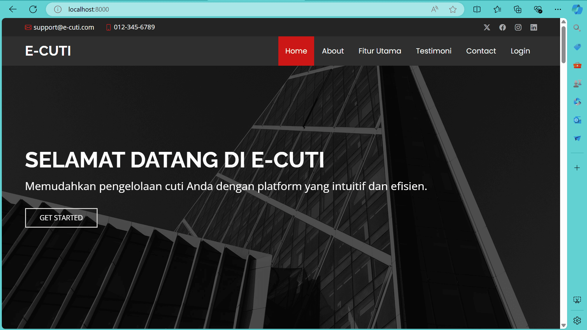 Screenshot proyek Sistem Pengajuan Cuti Pegawai